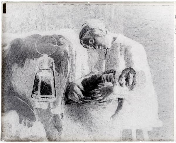 Dipinto - Le due madri - Giovanni Segantini - particolare - Milano - Galleria d'Arte Moderna