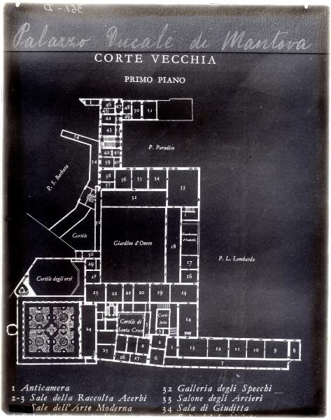 Pianta - Palazzo ducale di Mantova - Corte Vecchia - Primo piano