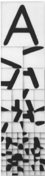 Riproduzione di un'opera di Bruno Di Bello - Scomposizione di lettere dell'alfabeto - A