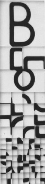 Riproduzione di un'opera di Bruno Di Bello - Scomposizione di lettere dell'alfabeto - B
