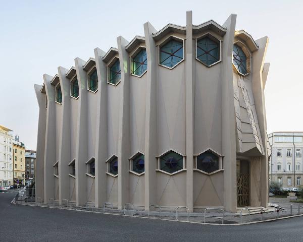 Atlante. Livorno - Sinagoga (architetto Angelo Di Castro, 1955-1962) - Esterno edificio: finestre, pilastri