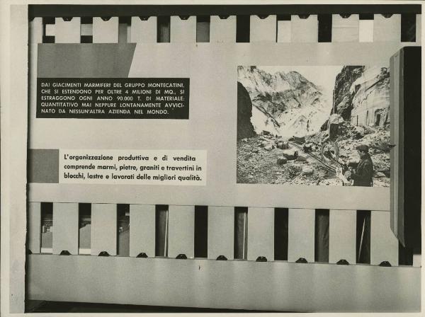 Palermo - Fiera del Mediterraneo del 1956 - Padiglione Montecatini - Stand dedicato all'attività mineraria - Pannelli informativi e fotografici