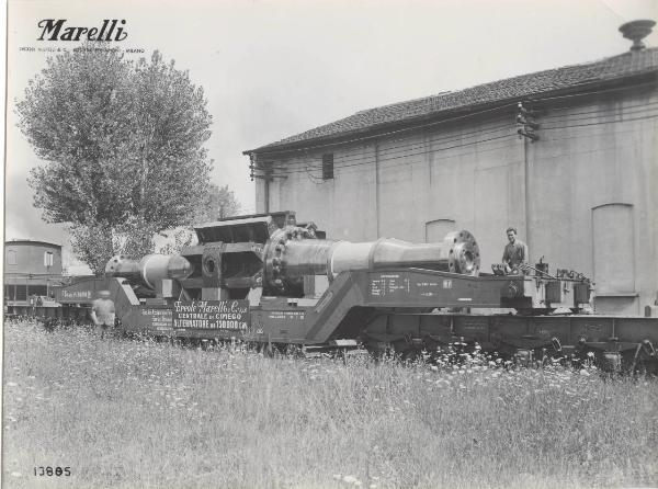 Sesto San Giovanni -Ercole Marelli & C Spa - Carro ferroviario PVz 561700 - Albero di alternatore ad asse orizzontale 150000 Kva