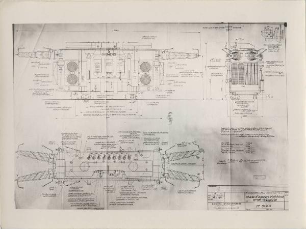 Riproduzione - Siemens - Disegno tecnico - Trasformatore KFUM 1963 a/ 220