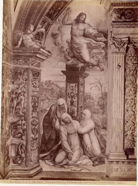 Dipinto - affresco - S. Caterina svenuta dopo aver ricevuto le stigmate - Sodoma - Siena - Chiesa di S. Domenico