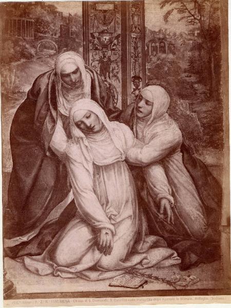 Dipinto - affresco - S. Caterina svenuta dopo aver ricevuto le stigmate (particolare) - Sodoma - Siena - Chiesa di S. Domenico