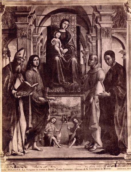 Dipinto - Madonna col bambino in trono e Santi - Lorenzo Costa - Bologna - Chiesa di S. Giovanni in Monte