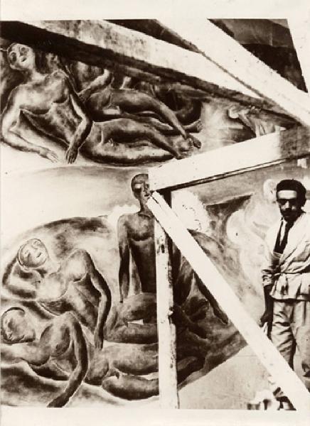 V Triennale - Lavori di allestimento - Galleria delle pitture - Pittura murale "figure d'estate" - Cristoforo De Amicis