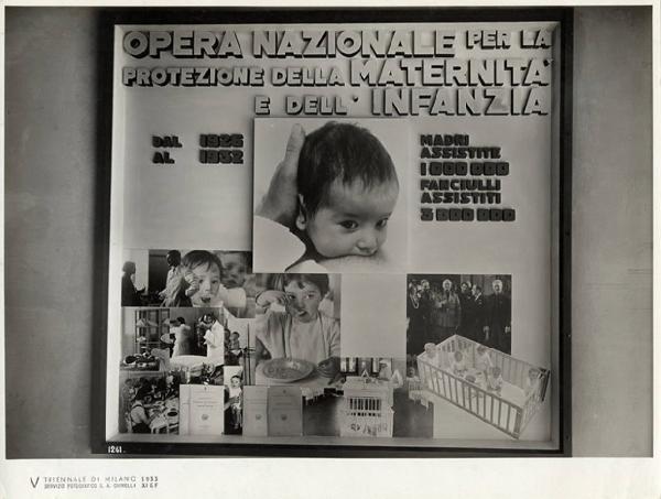 V Triennale - Mostre nel parco - Padiglione della stampa - Stampa italiana contemporanea - Vetrina dell'Opera Nazionale per la protezione della maternità e infanzia