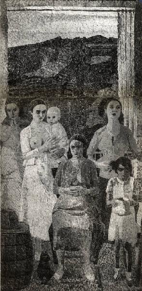 VI Triennale - Mostra dell'arredamento - Mosaico di Felice Casorati "Gruppo di donne"