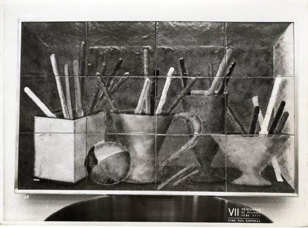 VII Triennale - Mostra dei metalli e dei vetri - Pannello di rame smaltato di Paolo De Poli