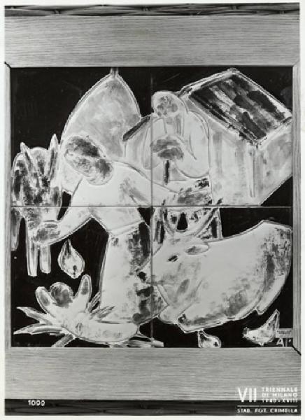 VII Triennale - Mostra della ceramica - Formella in ceramica di Aldo Ajò