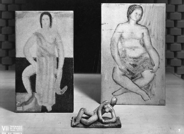 VII Triennale - Mostra della ceramica - Piastrelle e statuetta in ceramica di Dante Morozzi