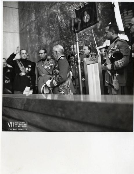 VII Triennale - Inaugurazione - Re d'Italia, Vittorio Emanuele III di Savoia - Giuseppe Bianchini - Giuseppe Bottai - Vittorio Emanuele di Savoia, conte di Torino