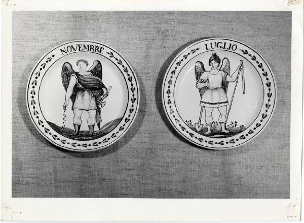 XI Triennale - Mostre temporanee - Mostra delle ceramiche venete tradizionali dell'800 - Piatto di terraglia - Serie dei mesi