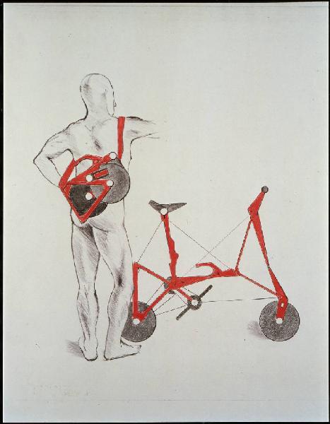 XVIII Triennale - Interventi complementari - Il veicolo minimo. Bicicletta pieghevole ultraleggera - Disegno del progetto