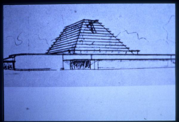 XIX Triennale - Le partecipazioni internazionali - L'architettura della città - Francia - Disegno di studio per l'ipermercato di Broadacre City di Frank Lloyd Wright