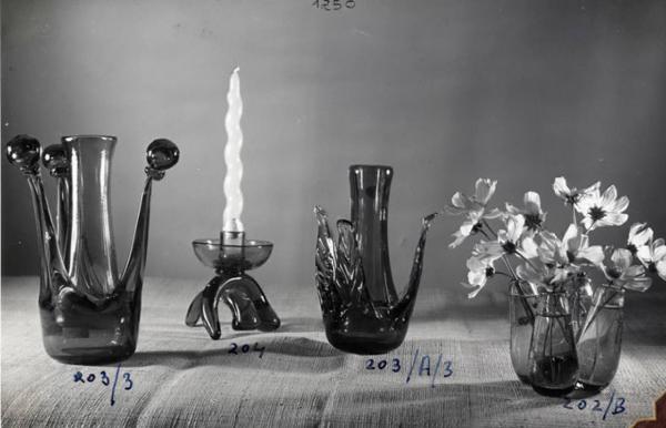 IX Triennale - Padiglione del Vetro - Vasi e candelabro in vetro