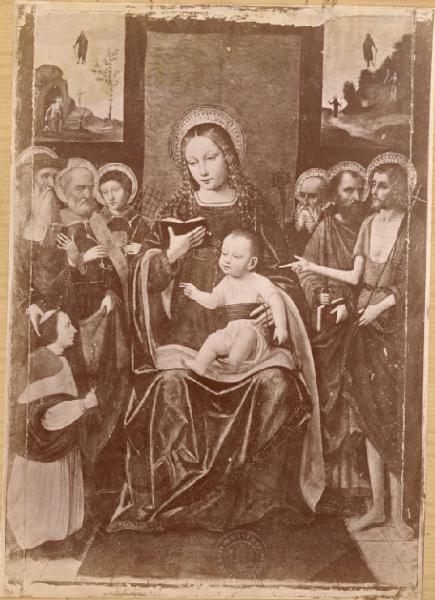 Ambrogio da Fossano (detto il Bergognone) - Madonna con Bambino, Santi e il donatore - Dipinto su tavola - Dresda