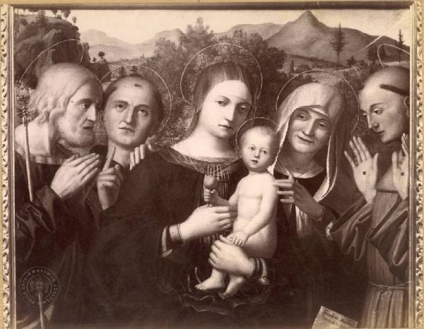 Morone Francesco - Sacra Famiglia con San Francesco e San Bernardino - Dipinto - Bergamo - Accademia Carrara