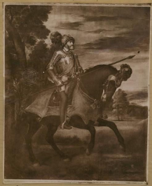 Vecellio, Tiziano - Ritratto di Carlo V a cavallo - Dipinto - Olio su tela - Madrid - Prado