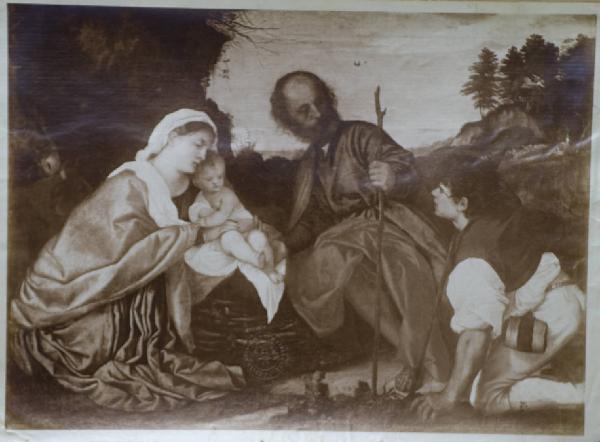 Vecellio, Tiziano - Sacra Famiglia e un pastore - Dipinto - Olio su tela - Londra - National Gallery