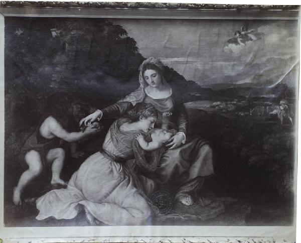 Vecellio, Tiziano - Madonna con Bambino, San Giovannino e Santa Caterina - Dipinto - Olio su tela - Londra - National Gallery