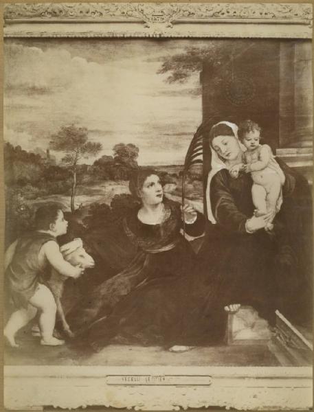 Tiziano Vecellio - Madonna con Bambino, Sant'Agnese e San Giovannino - Dipinto - Olio su tela - Parigi - Museo del Louvre