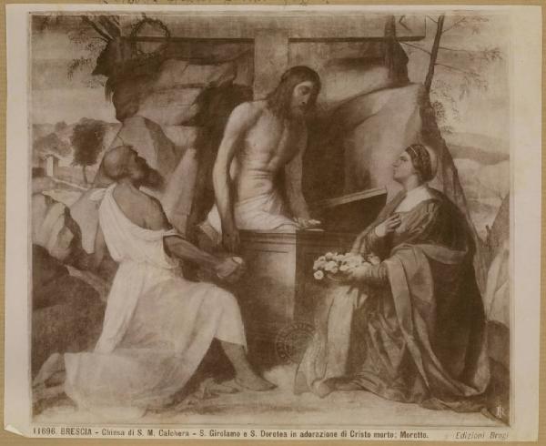 Bonvicino, Alessandro (detto Moretto) - San Girolamo e Santa Dorotea in adorazione di Cristo morto - Dipinto - Brescia - Chiesa di S. M. Calchera