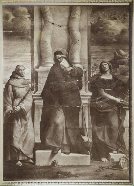 Tisi, Benvenuto detto Garofalo? - Sant'Antonio Abate tra i santi Antonio da Padova e Cecilia - Dipinto - Roma?