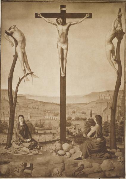 Antonello da Messina - Crocifissione con la Vergine e san Giovanni Evangelista - Dipinto - Olio su tavola - Anversa - Musée Royal des Beaux-Arts