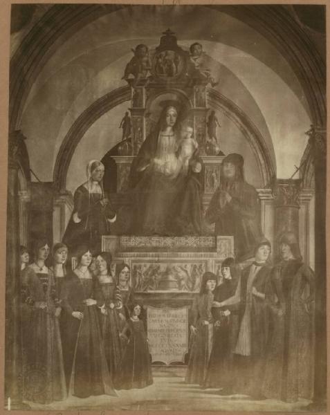 Costa, Lorenzo - Madonna con Bambino in trono con la famiglia di Giovanni Bentivoglio - Dipinto su tela - Bologna - Chiesa di san Giacomo Maggiore