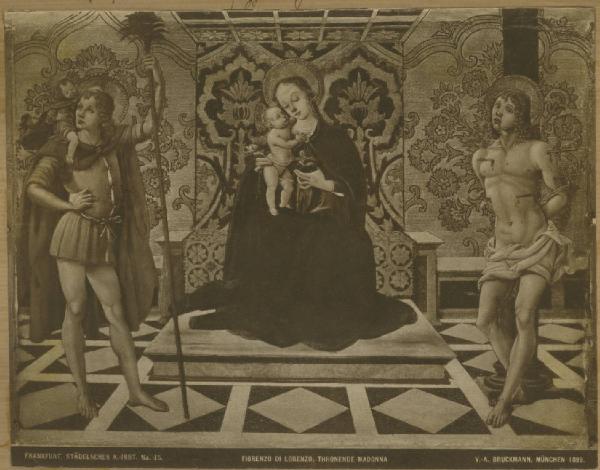 Fiorenzo di Lorenzo (attr.) - Madonna con Bambino in trono e i santi Cristoforo e Sebastiano - Dipinto - Tempera su tavola - Francoforte - Staedelmuseum Kunstinstitut