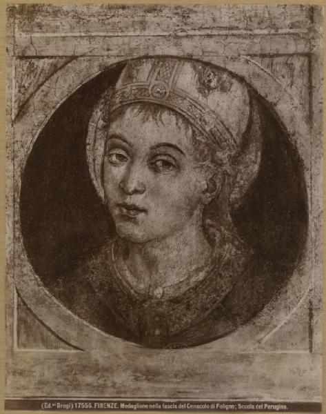 Vannucci, Pietro detto Perugino (scuola) - Monaco con la mitra - Mezzo busto - Tondo - Affresco - Firenze - Convento di Sant'Onofrio