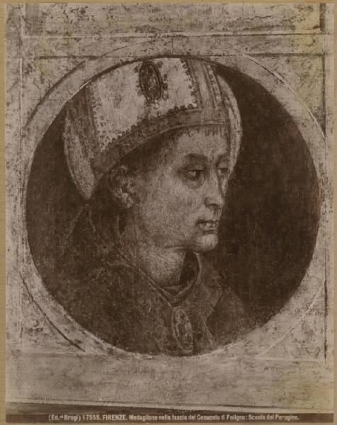 Vannucci, Pietro detto Perugino (scuola) - Monaco con la mitra - Mezzo busto - Tondo - Affresco - Firenze - Convento di Sant'Onofrio
