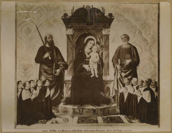 Antoniazzo Romano - Madonna con Bambino in trono tra i santi Pietro e Paolo e devoti - Dipinto - Città del Vaticano - Palazzi Vaticani