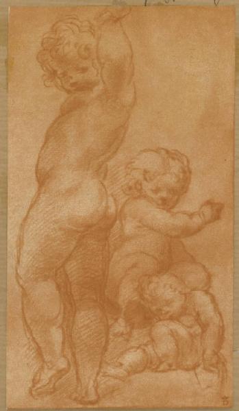 Allegri, Antonio detto Correggio - Studio di tre bambini nudi - Disegno - Chatsworth - Devonshire Collection