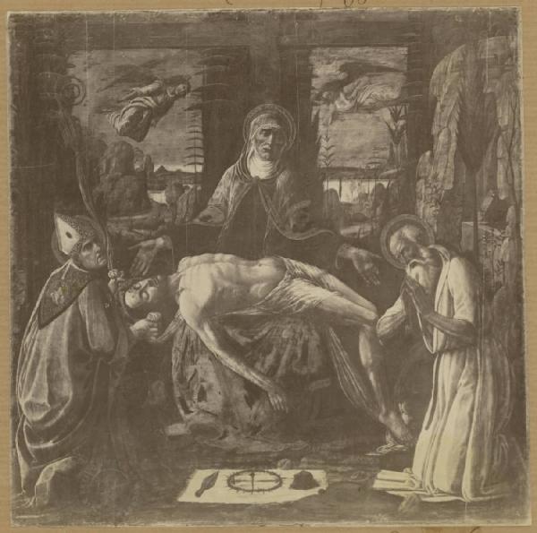 Jacopo del Sellaio? - Pietà con santo vescovo e san Girolamo - Dipinto - Berlino