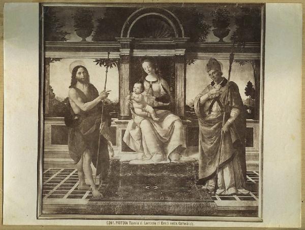 Lorenzo di Credi - Madonna con Bambino in trono tra san Giovanni Battista e san Donato - Dipinto su tavola - Pistoia - Duomo di San Zeno