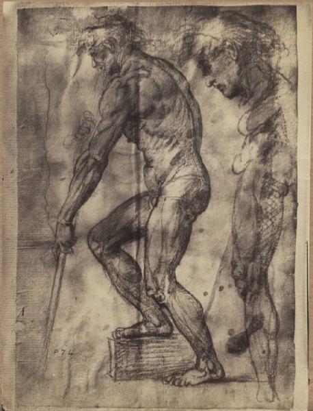Studio di nudo maschile, testa e arto inferiore - Disegno - Firenze - Uffizi - Gabinetto dei Disegni e delle Stampe