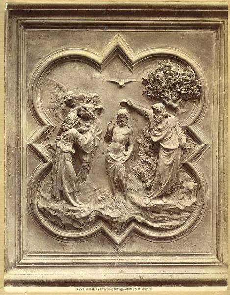 Ghiberti, Lorenzo - Battesimo di Cristo - Scultura in bronzo - Firenze - Battistero - Porta Nord - Formella
