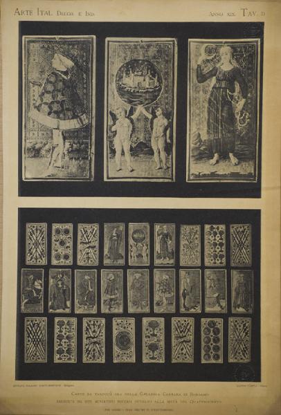 Bembo, Bonifacio - Tre carte della serie di tarocchi - Mazzo Pierpont-Morgan Bergamo - Miniatura