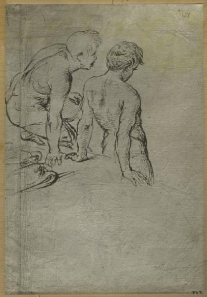 Sanzio, Raffaello - Giovani su un declivio - Studio di figura - Disegno - Vienna - Albertina