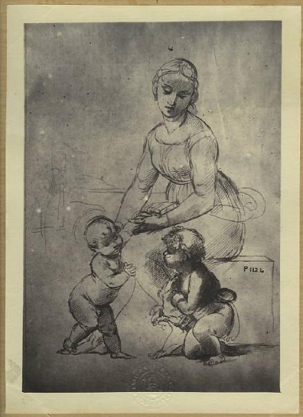 Copia da Raffaello - Madonna con Bambino e san Giovannino per "La belle jardinière" del Louvre - Disegno