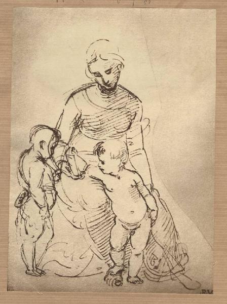 Sanzio, Raffaello - Madonna con Bambino e san Giovannino - Studio per la Madonna del cardellino - Disegno - Oxford - Ashmolean Museum