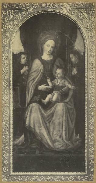 Ambrogio da Fossano detto Bergognone - Madonna con Bambino in trono tra due angeli - Dipinto