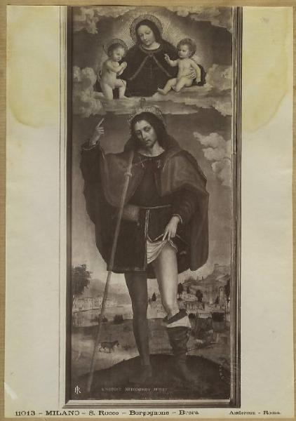Ambrogio da Fossano detto Bergognone - San Rocco, Madonna con Bambino e san Giovannino - Dipinto su tavola - Milano - Pinacoteca di Brera