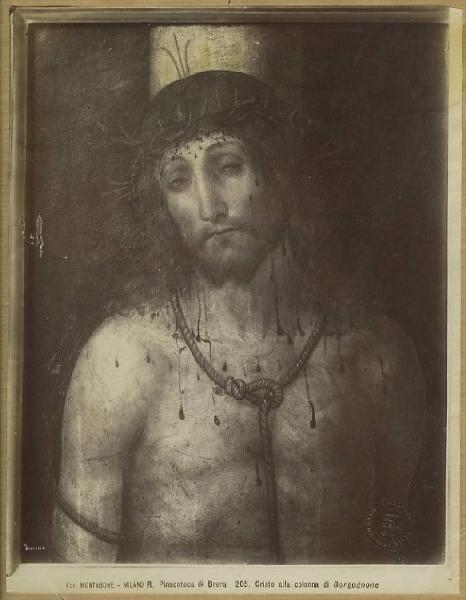 Pittore lombardo fine XV inizio XVI sec. - Cristo alla colonna - Dipinto - Olio su tavola - Milano - Pinacoteca di Brera