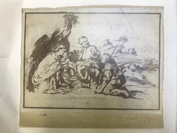 Van Dyck, Antoon? - Copia da Tiziano - Sacra Famiglia e un pastore - Disegno - Schizzo
