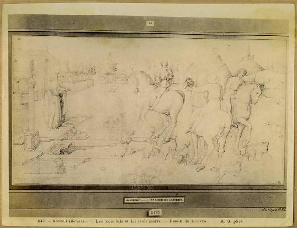 Bellini, Jacopo - L' incontro dei tre vivi e dei tre morti - Disegno - Quaderno di schizzi - Parigi - Louvre - Département des Arts graphiques